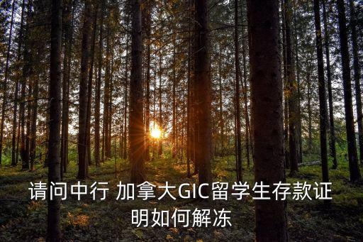 請(qǐng)問中行 加拿大GIC留學(xué)生存款證明如何解凍