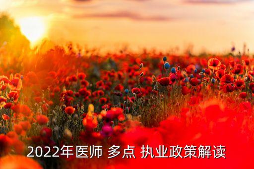 2022年醫(yī)師 多點(diǎn) 執(zhí)業(yè)政策解讀