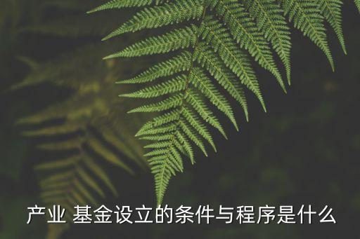  產(chǎn)業(yè) 基金設(shè)立的條件與程序是什么