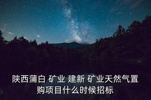 陜西蒲白 礦業(yè) 建新 礦業(yè)天然氣置購項目什么時候招標(biāo)