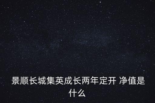  景順長(zhǎng)城集英成長(zhǎng)兩年定開(kāi) 凈值是什么