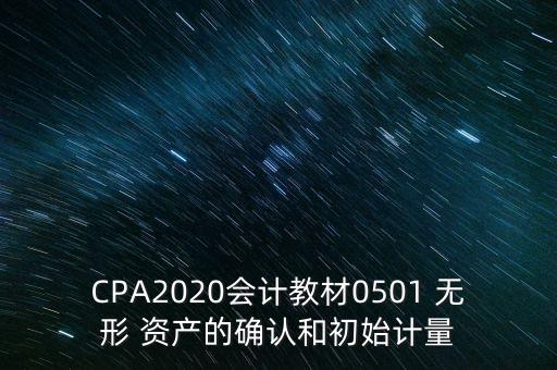 CPA2020會計教材0501 無形 資產(chǎn)的確認和初始計量