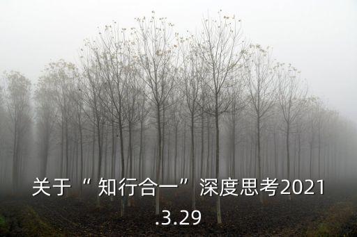 關于“ 知行合一”深度思考2021.3.29