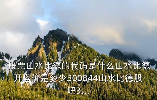  股票山水比德的代碼是什么山水比德開盤價是多少300844山水比德股吧3...