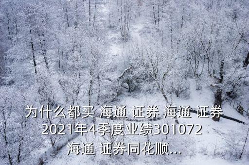 為什么都買 海通 證券 海通 證券2021年4季度業(yè)績301072 海通 證券同花順...