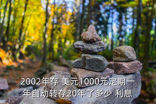 2002年存 美元1000元定期一年自動(dòng)轉(zhuǎn)存20年了多少 利息