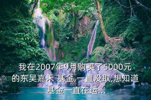 我在2007年9月購(gòu)買了5000元的東吳嘉禾 基金,一直沒(méi)取,想知道 基金一直在運(yùn)...