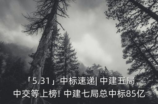 「5.31」中標速遞| 中建五局、中交等上榜! 中建七局總中標85億