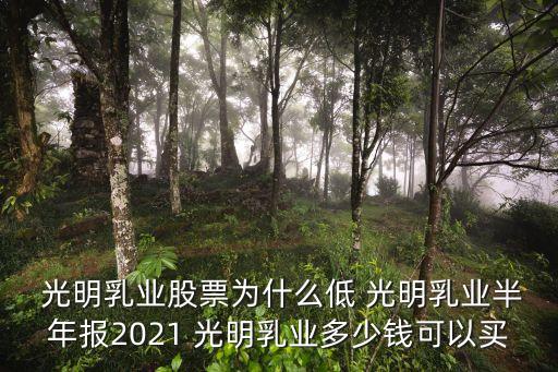  光明乳業(yè)股票為什么低 光明乳業(yè)半年報(bào)2021 光明乳業(yè)多少錢可以買