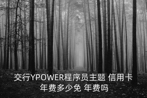 交行YPOWER程序員主題 信用卡 年費(fèi)多少免 年費(fèi)嗎