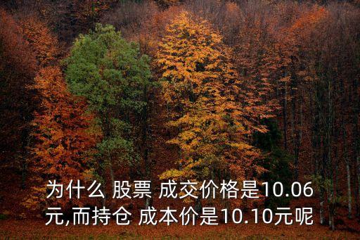 為什么 股票 成交價(jià)格是10.06元,而持倉 成本價(jià)是10.10元呢