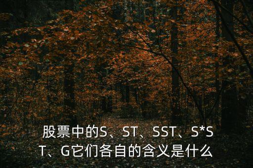  股票中的S、ST、SST、S*ST、G它們各自的含義是什么