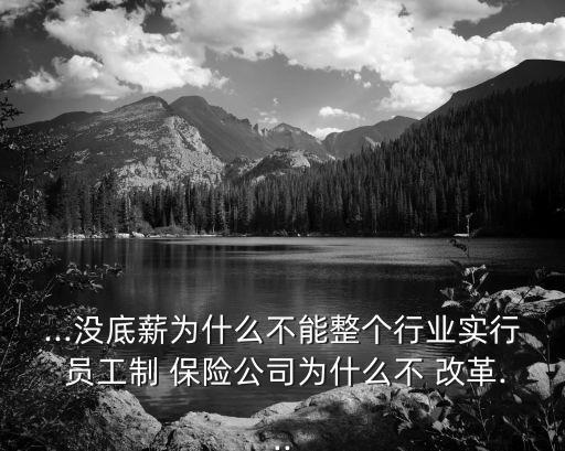 ...沒底薪為什么不能整個行業(yè)實行 員工制 保險公司為什么不 改革...