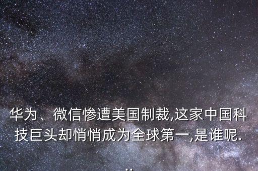 華為、微信慘遭美國(guó)制裁,這家中國(guó)科技巨頭卻悄悄成為全球第一,是誰(shuí)呢...