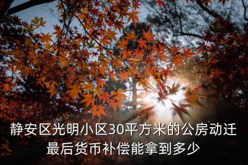 靜安區(qū)光明小區(qū)30平方米的公房動(dòng)遷最后貨幣補(bǔ)償能拿到多少