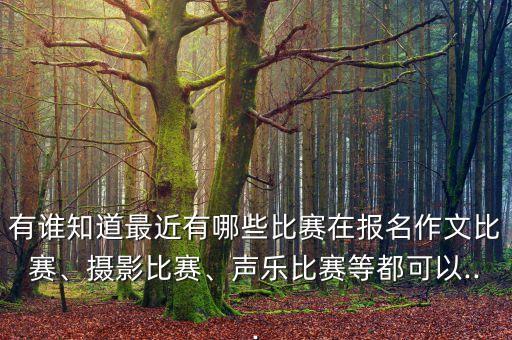 有誰知道最近有哪些比賽在報名作文比賽、攝影比賽、聲樂比賽等都可以...