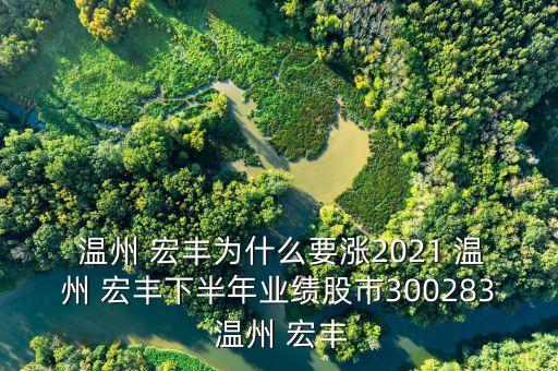  溫州 宏豐為什么要漲2021 溫州 宏豐下半年業(yè)績股市300283 溫州 宏豐