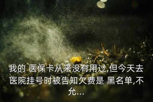 我的 醫(yī)保卡從來沒有用過,但今天去醫(yī)院掛號時被告知欠費是 黑名單,不允...