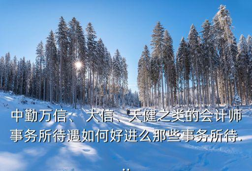 中勤萬信、 大信、天健之類的會計師事務所待遇如何好進么那些事務所待...