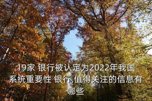 19家 銀行被認(rèn)定為2022年我國系統(tǒng)重要性 銀行,值得關(guān)注的信息有哪些