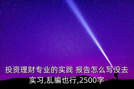 投資理財專業(yè)的實踐 報告怎么寫沒去實習,亂編也行,2500字