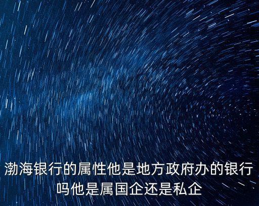 渤海銀行的屬性他是地方政府辦的銀行嗎他是屬國企還是私企