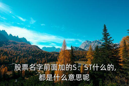  股票名字前面加的S、ST什么的,都是什么意思呢