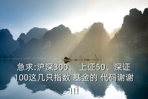 急求:滬深300、 上證50、深證100這幾只指數(shù) 基金的 代碼謝謝!!!