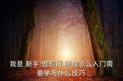 我是 新手,做現(xiàn)貨 原油怎么入門需要學習什么技巧