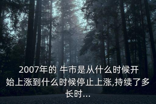  2007年的 牛市是從什么時候開始上漲到什么時候停止上漲,持續(xù)了多長時...