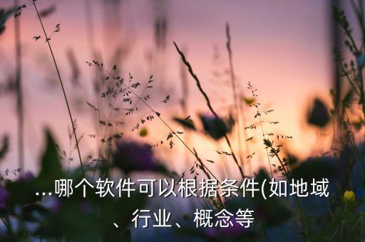 ...哪個(gè)軟件可以根據(jù)條件(如地域、行業(yè)、概念等