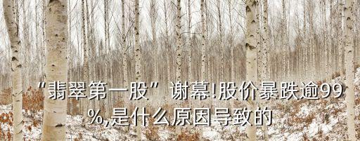 “翡翠第一股”謝幕!股價暴跌逾99%,是什么原因?qū)е碌? class=