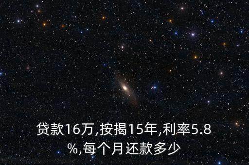 貸款16萬,按揭15年,利率5.8%,每個(gè)月還款多少