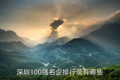 深圳100強名企排行錄有哪些