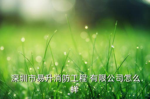  深圳市易升消防工程 有限公司怎么樣