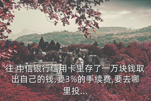 往 中信銀行信用卡里存了一萬塊錢取出自己的錢,要3%的手續(xù)費(fèi),要去哪里投...