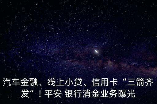 汽車金融、線上小貸、信用卡“三箭齊發(fā)”! 平安 銀行消金業(yè)務(wù)曝光