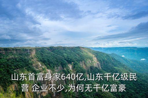 山東首富身家640億,山東千億級民營 企業(yè)不少,為何無千億富豪