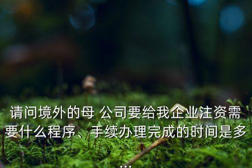 請問境外的母 公司要給我企業(yè)注資需要什么程序、手續(xù)辦理完成的時間是多...