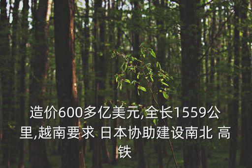 造價600多億美元,全長1559公里,越南要求 日本協(xié)助建設(shè)南北 高鐵