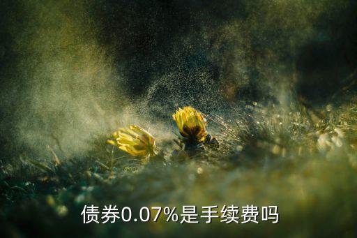  債券0.07%是手續(xù)費嗎