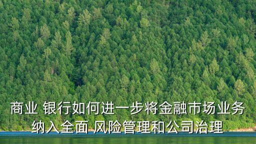 商業(yè) 銀行如何進一步將金融市場業(yè)務(wù)納入全面 風險管理和公司治理