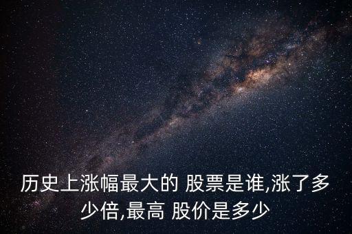 歷史上漲幅最大的 股票是誰,漲了多少倍,最高 股價是多少