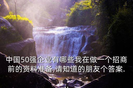 中國50強(qiáng)企業(yè)有哪些我在做一個(gè)招商前的資料準(zhǔn)備,請知道的朋友個(gè)答案...