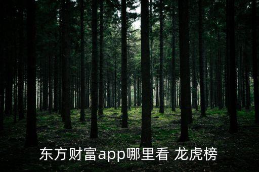 東方財富app哪里看 龍虎榜