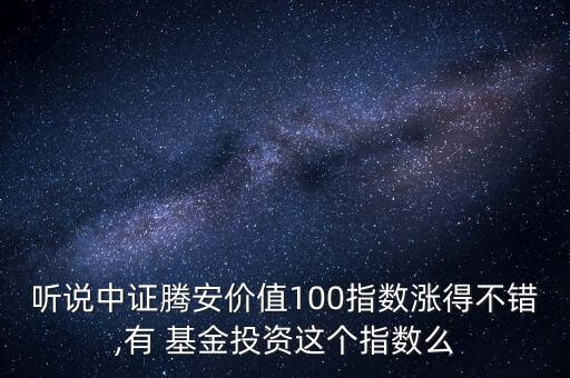 聽說中證騰安價(jià)值100指數(shù)漲得不錯(cuò),有 基金投資這個(gè)指數(shù)么