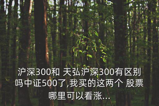 滬深300和 天弘滬深300有區(qū)別嗎中證500了,我買的這兩個 股票哪里可以看漲...