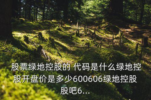  股票綠地控股的 代碼是什么綠地控股開盤價(jià)是多少600606綠地控股股吧6...