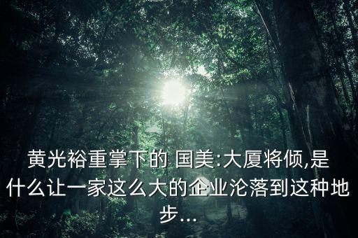 黃光裕重掌下的 國美:大廈將傾,是什么讓一家這么大的企業(yè)淪落到這種地步...