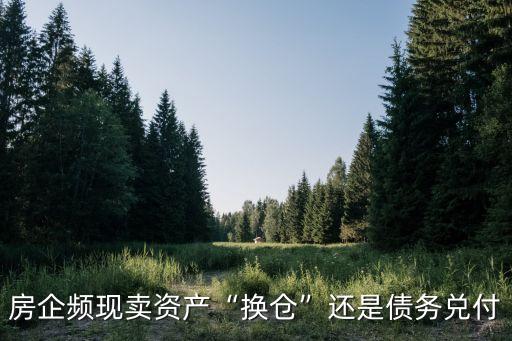 房企頻現(xiàn)賣(mài)資產(chǎn)“換倉(cāng)”還是債務(wù)兌付